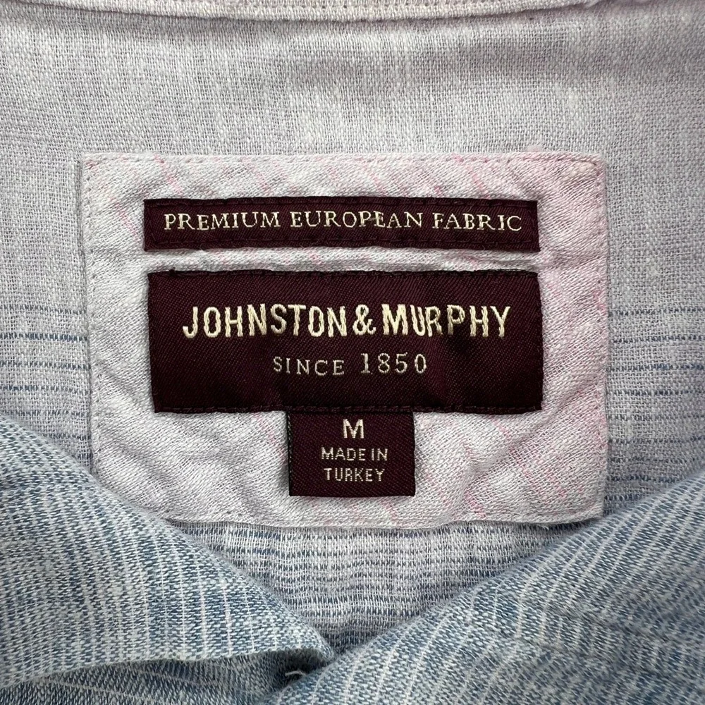 Johnston Murphy Linen Blend Ombre Shirt Men Medium Colorful Button Up Resort - Picture 3 of 9
